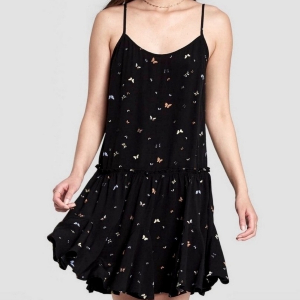 Wild Fable Black Butterfly Sundress, Size M